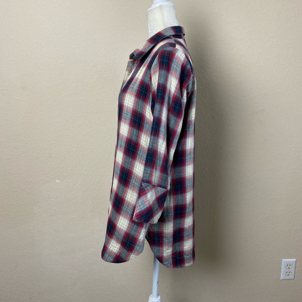 Boho Chic Plaid Button Down Shirt w/Back Buttons Size Small - Picture 6 of 11